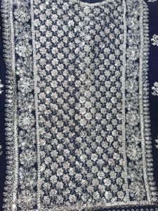 Xl New Unused Elegant Navy Blue Anarkali With Belt