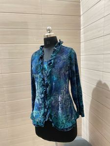 y2k korean vintage Ruffled Velvet top