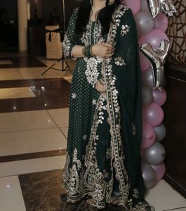 Beautiful Bottle Green Frock Suit