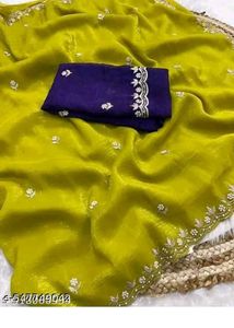Elegant Yellow Embellished Saree