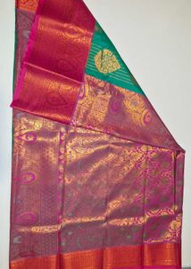 Elegant Green &amp; Pink  Boarder Saree