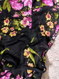 Floral Mesh Detail Tie Knot Top