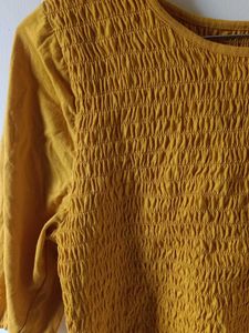 Mustard Smocked Top