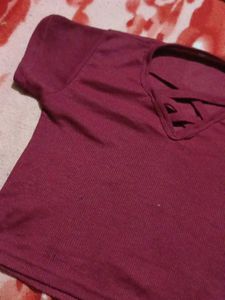 Maroon Crisscross Top