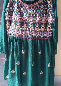 Embroidered Green Dress