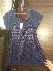 Navy Lace Top