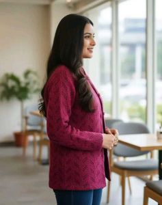 Stylish Pink Knit Cardigan