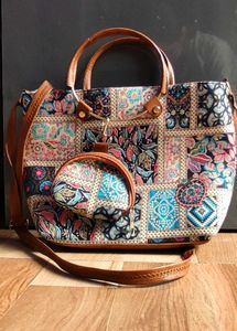 Boho Patchwork Mini Tote Bag with Coin Purse
