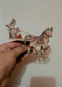 Handcrafted Wooden Indian Horse Chariot Decor