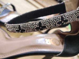 Black Gemstone Studed Heels