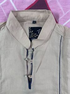 Beige Linen Kurta
