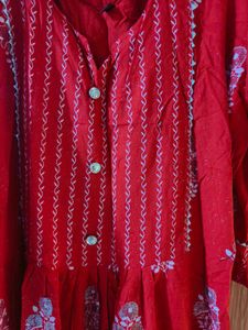 Red shimmer straight kurta