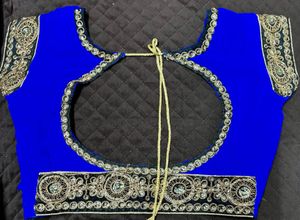 Beautiful Royal Blue Saree with Gold Lace