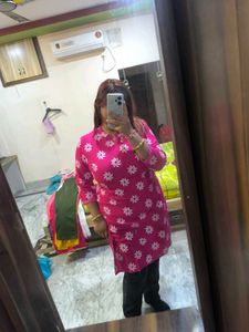 Pink Floral Print Kurti