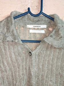 🇨🇳See-through Fashion Knit Cardigan Vintage Grey
