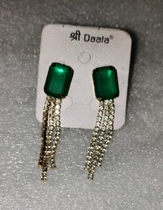 Green Stone Dangle Earrings