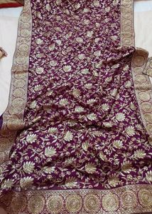 Purple & Gold Floral Saree