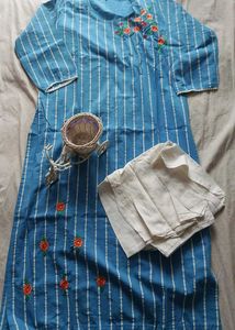 Cotton Woman Kurti & Pant Set