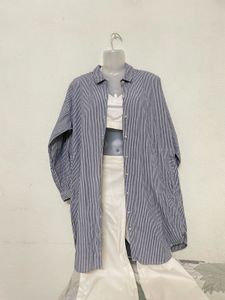 Oversized Pintresty Navy Blue Strips Shirt