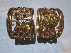 Gold Plated Kadas Bangles 2 Pcs