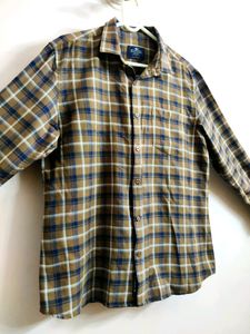 men&#39;s brown check patterned shirt