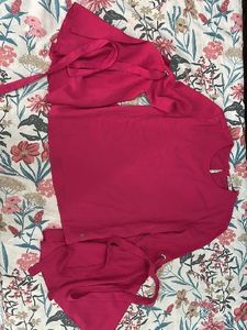 Hot Pink Wrap-Style Women’s Top – Elegant & Trendy