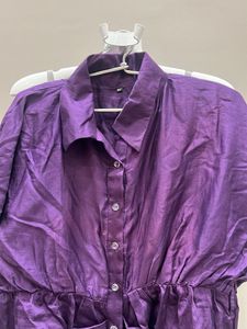 Purple Cinched Shirtdress