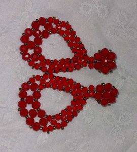 Vintage Red Beaded Clip-On Earrings
