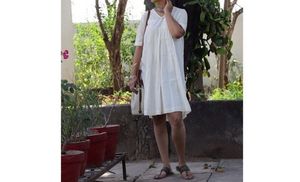 Pure linen Off White Dress