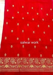 Red &amp; Gold Embroidered Salwar Kameez,