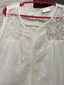 Vila White Net Top With Double Stretchable Lining