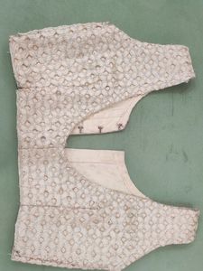 Party Wear Stiched Blouse, Sleeveless (Golden, XS)