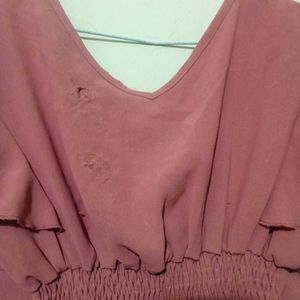 Coral Ruffle Sleeve Wrap Top 🌸