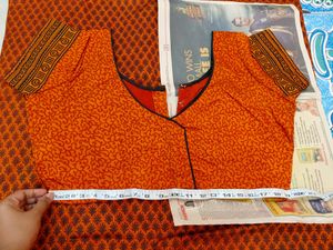 Orange Bangalore Silk Saree With Blouse