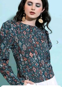 Puff Sleeve High Neck  Top
