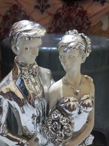 Silver Wedding Couple Figurine
