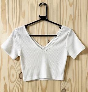 White V-Neck Crop Top ( Never Used)