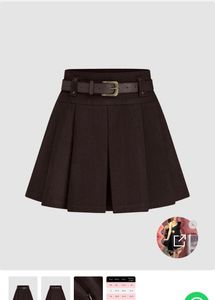 High-Waist Pleated Mini Skirt with Belt - Black