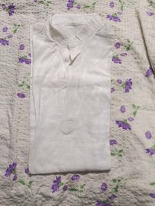 White Cotton Full Sleeves Kurta