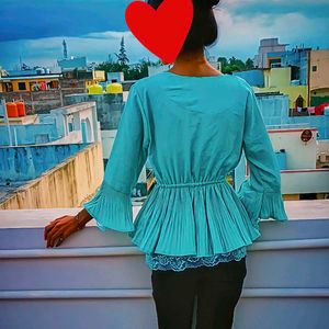 Cute Blue Peplum Top