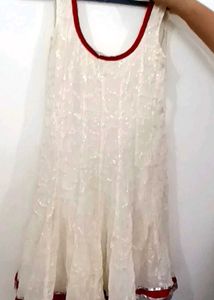 White & Red Trim Dress