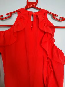 Coral Pink Off Shoulder Ruffle Top