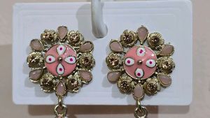 Pink Jhumka Earrings