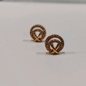 Gold Round Stud Earrings