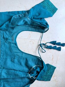 Peacock Blue Sworski Work Saree