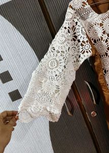 Elegant Brown &amp; White Kurta