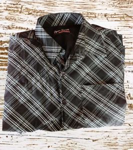 Black and White Boxy Plaid Shirt Men