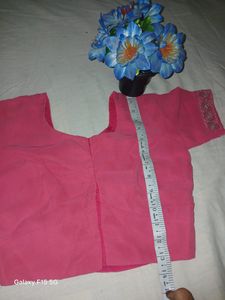 Pink Saree Chamki Computer Work With Blouse 👚