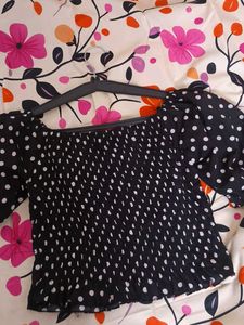 Polka Dot Puff Sleeve Top