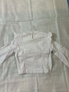 Ruffle Trim Long Sleeve Blouse